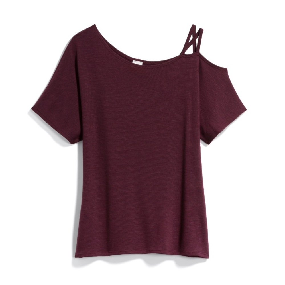 flowy maroon off the should top
